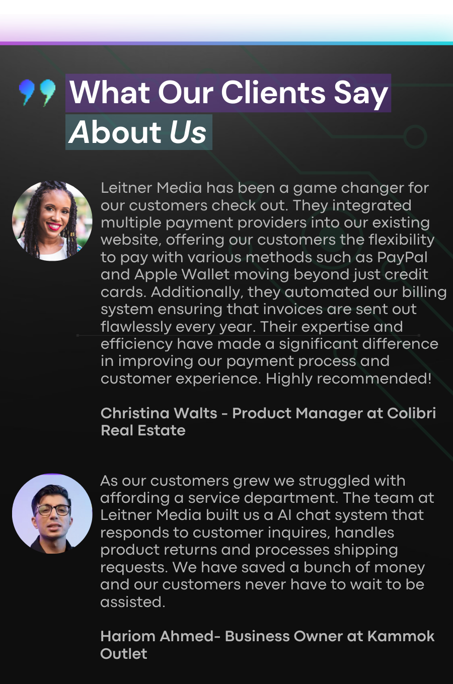 What our Clients say about us